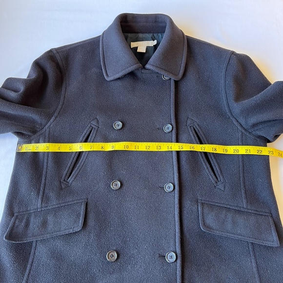 J. Crew Wool Cashmere Blend Cropped Pea Coat Navy sz L - Picture 3 of 13